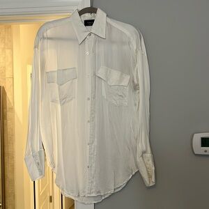 White satin button down